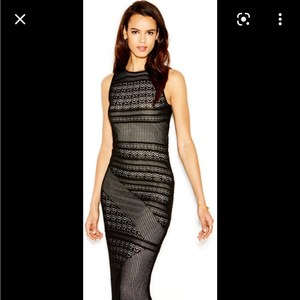 Rachel Rachel Roy long black mesh crochet dress